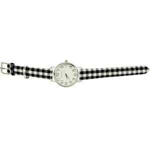 Woodland Creek Women's Stainless Steel Watch with Black & White Checked Band